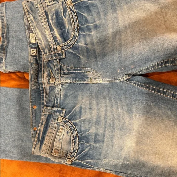 Miss Me Light Blue Boot Cut Jeans with Embellished Pockets - Picture 2 of 6